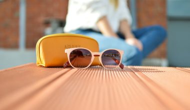 sunglasses beside a purse
