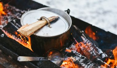 silver cook pot on firewood